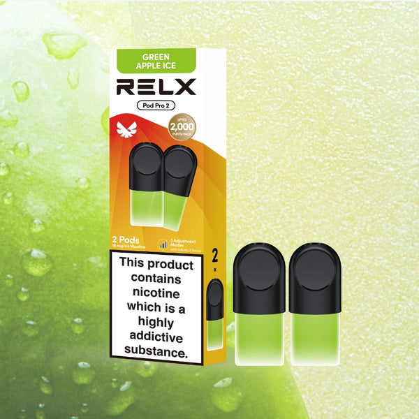 Explore Halloween Deals on RELX Global E-cigrette Vape RELX Pod Pro Green Apple Ice 1.8% Nicotine  
