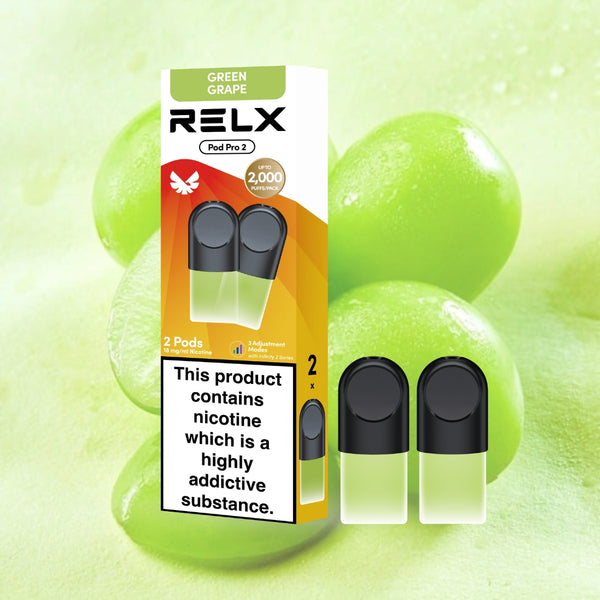 Explore Halloween Deals on Shop RELX Global E-cigrette Vape RELX Pod Pro Green Grape Tangy Gems 1.8% Nicotine  
