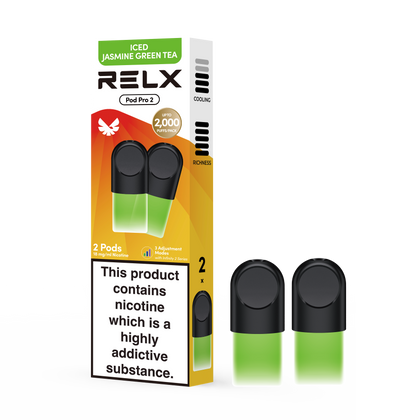 Explore Halloween Deals on RELX Global E-cigrette Vape RELX Pod Pro ICED JASMINE GREEN TEA Price Us 11.40 18mg/ml Nicotine  1.9ml E-liquid